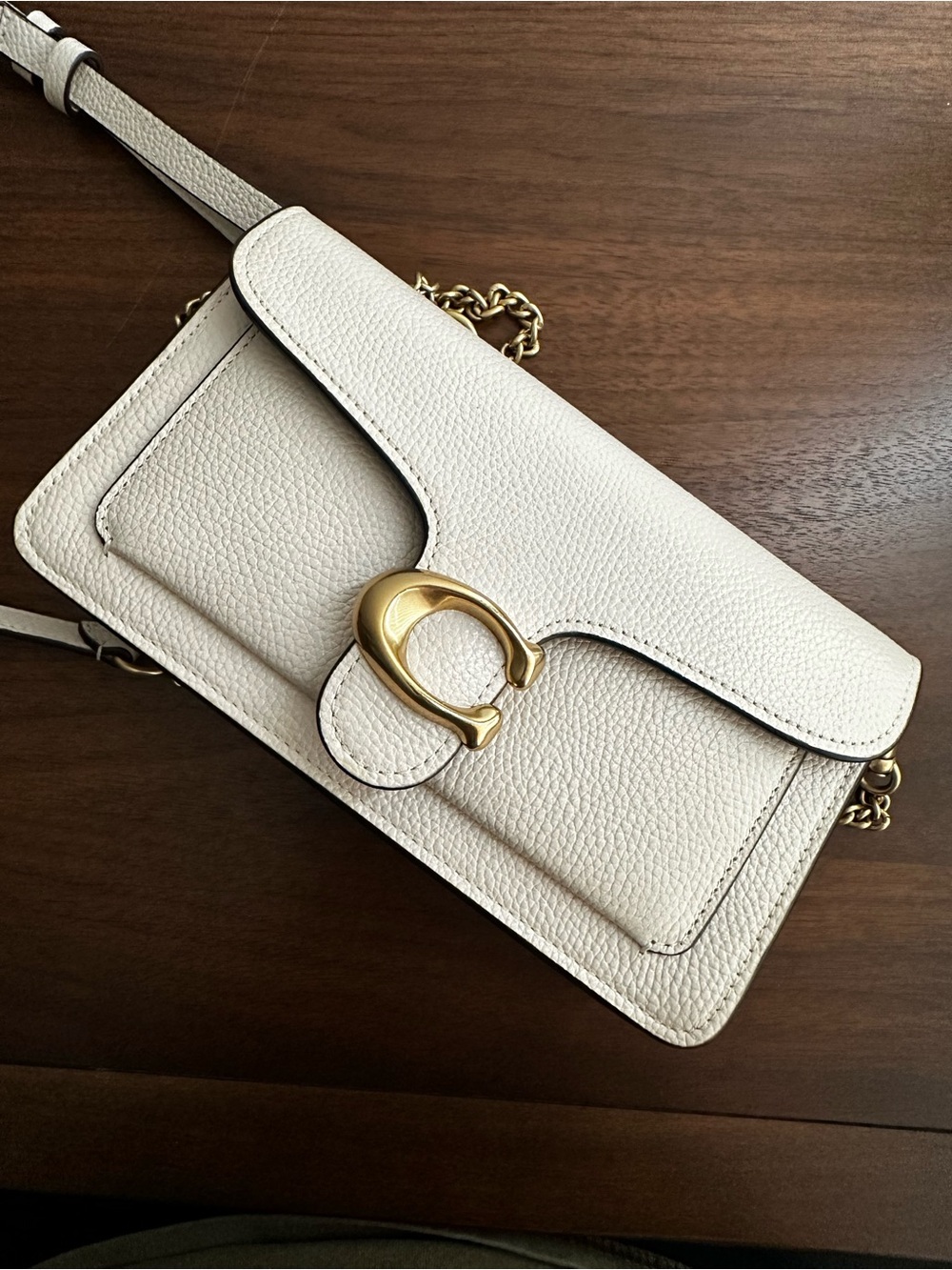 Coach Cream Pebbled Leather Crossbody with Gold Hardware